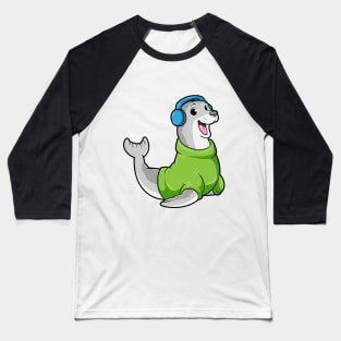 Seal with Sweater and Headphone Baseball T-Shirt